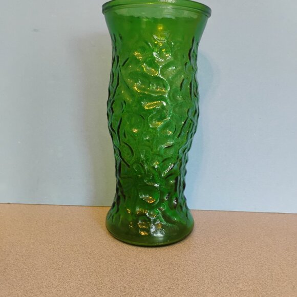 EO Brody vintage Forest Green Crinkle Pattern Vase - Picture 2 of 3